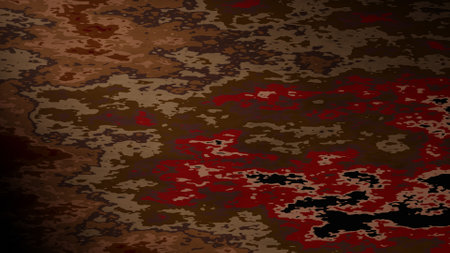 Rusty wall texture. Metallic pattern with rust. Abstract pattern with shapes of black, red, and orange spots.の写真素材