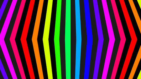 3D renderings. Vertical lines of colors and black lines forming a 3D effect. Triangular shaped lines with rainbow colors. Striped pattern for design or templates. Black background with colorful lines.の写真素材