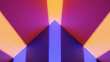 3D rendering. High quality 3d illustration. Aerial view room with orange and purple floor and walls....
