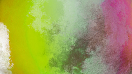 3d rendering. Terrain texture of a colored planet. Ground surface texture. Abstract background of pink and green colors with ground surface.の写真素材