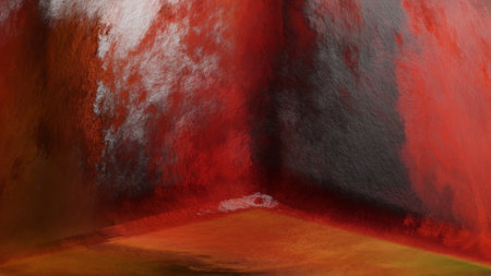 3D renderings. Marssurface. Planetary themed background. Background or template to display product or models in a porous and red textured spaceの写真素材