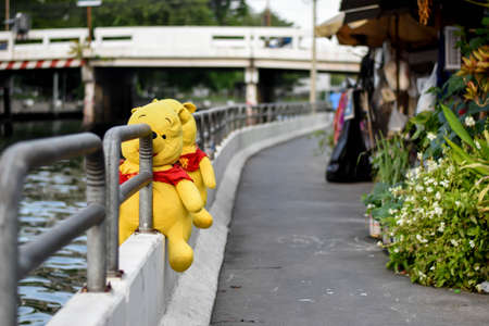 April 6,2020 Winnie the pooh was on walk way at san saeb canal in Bangkok Thailandのeditorial素材