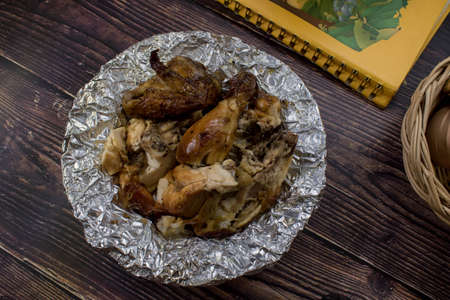 Top view of homemade Thai style roasted chickenの写真素材