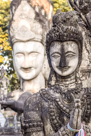 The old prayer statue at sala kaew ku (The sculpture park) in Nong Khai province Thailandのeditorial素材