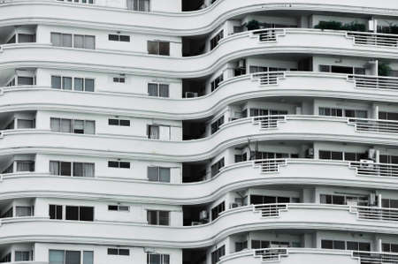 Closeup background texture of a building on Sukhumvit road in Bangkok Thailandの写真素材