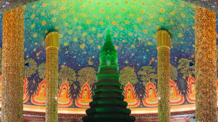 June 19,2020 The indoor of Pagoda (Phra maha chedi maha ratchamongkhon) of Wat Paknam in Bangkok Thailandのeditorial素材