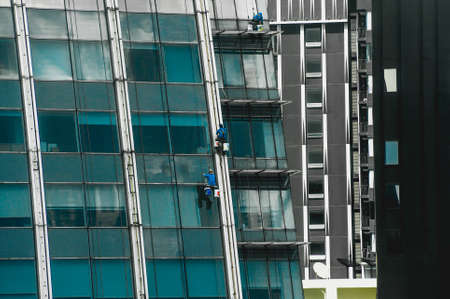 The Skyscraper Windows Cleaners worked with the tall building in Bangkok Thailand