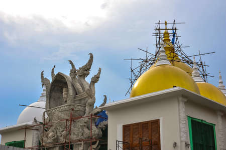 The construction site of Wat Pho thong temple in Bangkok Thailandの写真素材