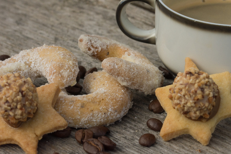 vanilla-flavored crescent cookiesの写真素材