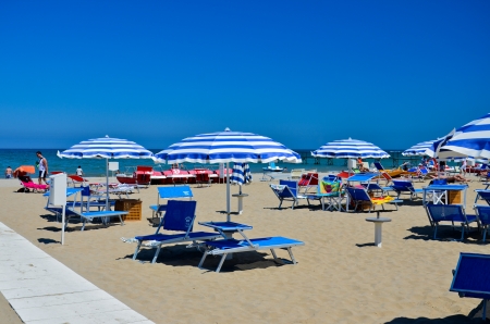 Rimini, view of the beach with umbrellasのeditorial素材