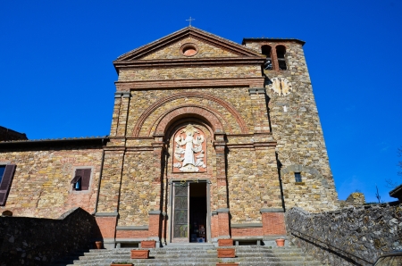 View of the church of Santa Maria, Panzano in Chianti, Tuscanyの写真素材