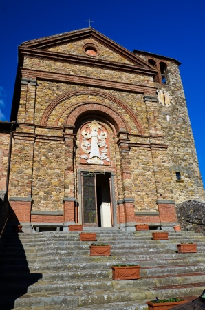 View of the church of Santa Maria, Panzano in Chianti, Tuscanyの写真素材