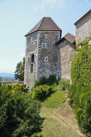 Characteristic view of the medieval castle perched on top of the hillのeditorial素材