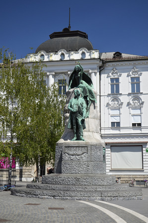 Monument dedicated to the Slovenian poet France Preserenの写真素材