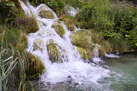 Characteristic lakes and waterfalls of the Croatian national parkの写真素材