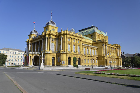 Quaint building in neo-baroque style, home of the famous Croatian National Theatreのeditorial素材