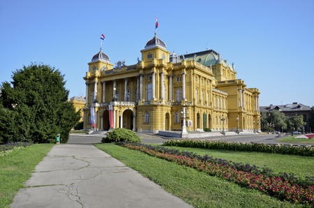 Quaint building in neo-baroque style, home of the famous Croatian National Theatreのeditorial素材