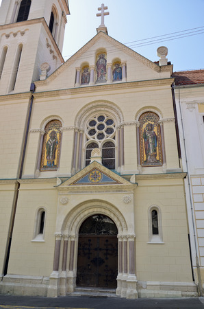 Neoclassical facade of the church dedicated to Saints Cyril and Methodiusの写真素材