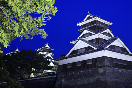 Kumamoto Castle at night timeのeditorial素材
