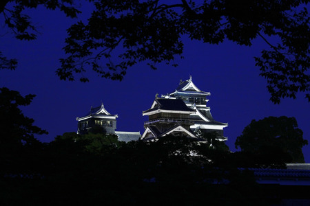 Kumamoto Castle at night timeのeditorial素材