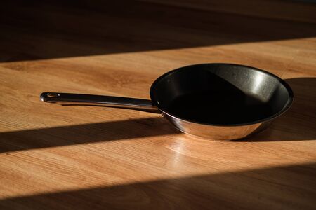Frying pan made from teflon with stainless steel bottom