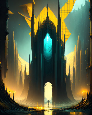 Fantasy illustration of a spooky halloween background with spooky castle AI Generatedの素材