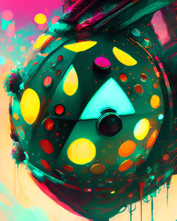 Colorful abstract background with spots, dots and lines. Oil painting style. AI generatedの素材