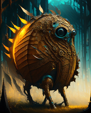 Fantasy monsters in the forest. 3D illustration. fantasies. AI generatedの素材