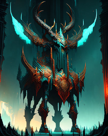 3D illustration of a fantasy dragon with sharp horns and sharp teeth AI Generatedの素材