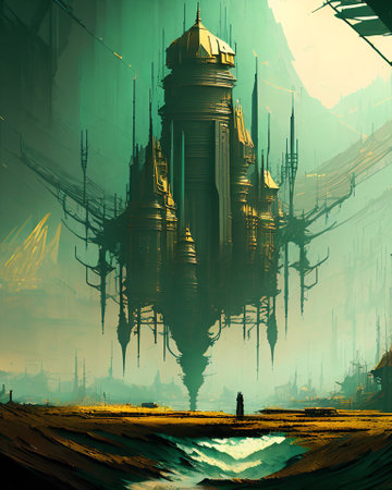 Futuristic city. 3D rendering. AI generatedの素材