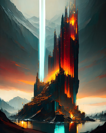 Fantasy alien planet. 3D illustration. Computer generated image. AI generatedの素材