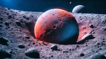 Mars in Moon. 3d renderingの素材