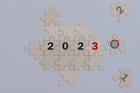 Numbers 2023 using jigsaw and red puzzle at last one with linked pieces. Lets meet together...