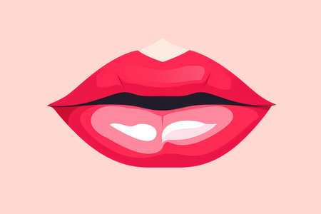 Woman's mouth vector, elegantly designed in a minimalist flat style for Valentine's Day.の素材