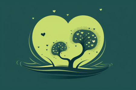 Valentine's Day with a simple line heart tree in flat style. This minimalist and artistic illustration is perfect for expressing love and romance. Valentine's cardsの素材