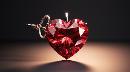 A Red diamond heart a vintage symbol embodying love and passion. Perfect for weddings or anniversaries, this charming key unlocks emotions, adding sentimental value to cherished moments.の素材