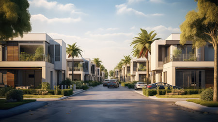 Luxury housing projects, featuring modern townhouses and villas. Explore investment opportunities in the real estate market with property listings.の素材