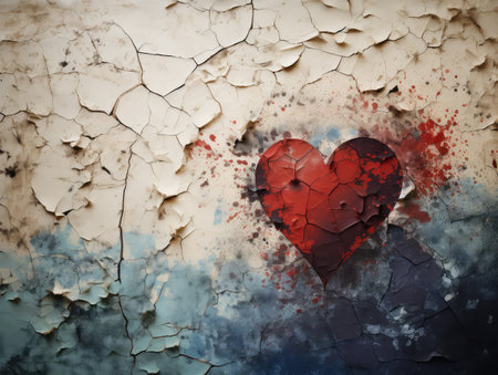The vintage charm of this heart background paper with a torn distress, a grunge texture perfect for romantic and artistic themes. The aged, worn feel adds a nostalgic touch.の素材