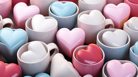 Charming ceramic mug featuring a heart pattern, a perfect gift for Valentine's Day. Enhance your romantic moments with stylish and creative cup, bringing warmth and happiness to your special occasionsの素材