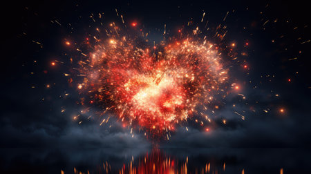 A sparkling heart shaped fireworks display, a radiant celebration of love and passion under the night sky. Perfect for capturing the essence of romance on special occasions.の素材