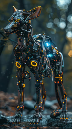 A showcase of cybernetic animal power and elegance in 3D perfect for sci fi gaming and virtual reality experiencesの素材