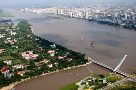 bird eye's view of sun island, harbin Chinaの写真素材