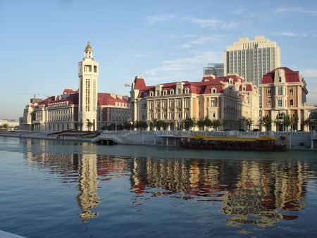 buildings along the Hai River, Tian Jinの写真素材