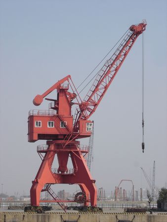 cranes, steel giraffes at the port of Tian Jin,Chinaの写真素材