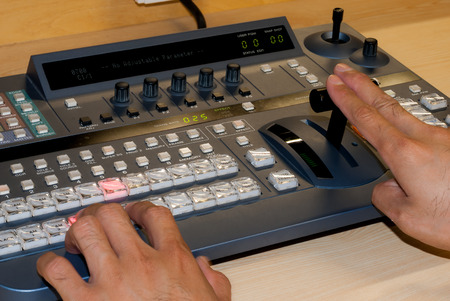 Professional controlled video production switcher the television broadcast.の写真素材