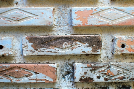 Skin peeling paint on old brick wall.の写真素材