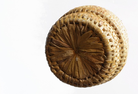 Wicker basket with lid Old Brownの写真素材