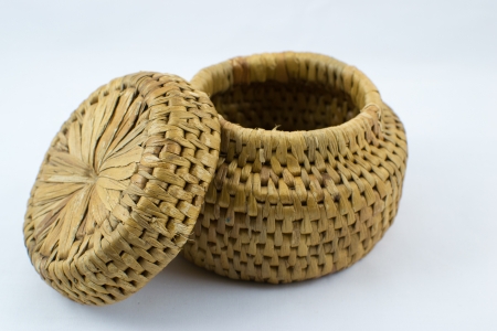 Brown Basketwork on a white backgroundの写真素材
