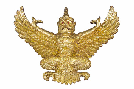 Garuda gold on a white backgroundの写真素材