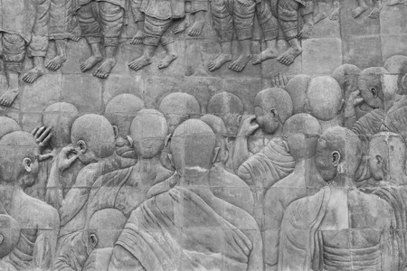 Sandstone carvings adorn the walls history Thailandの写真素材